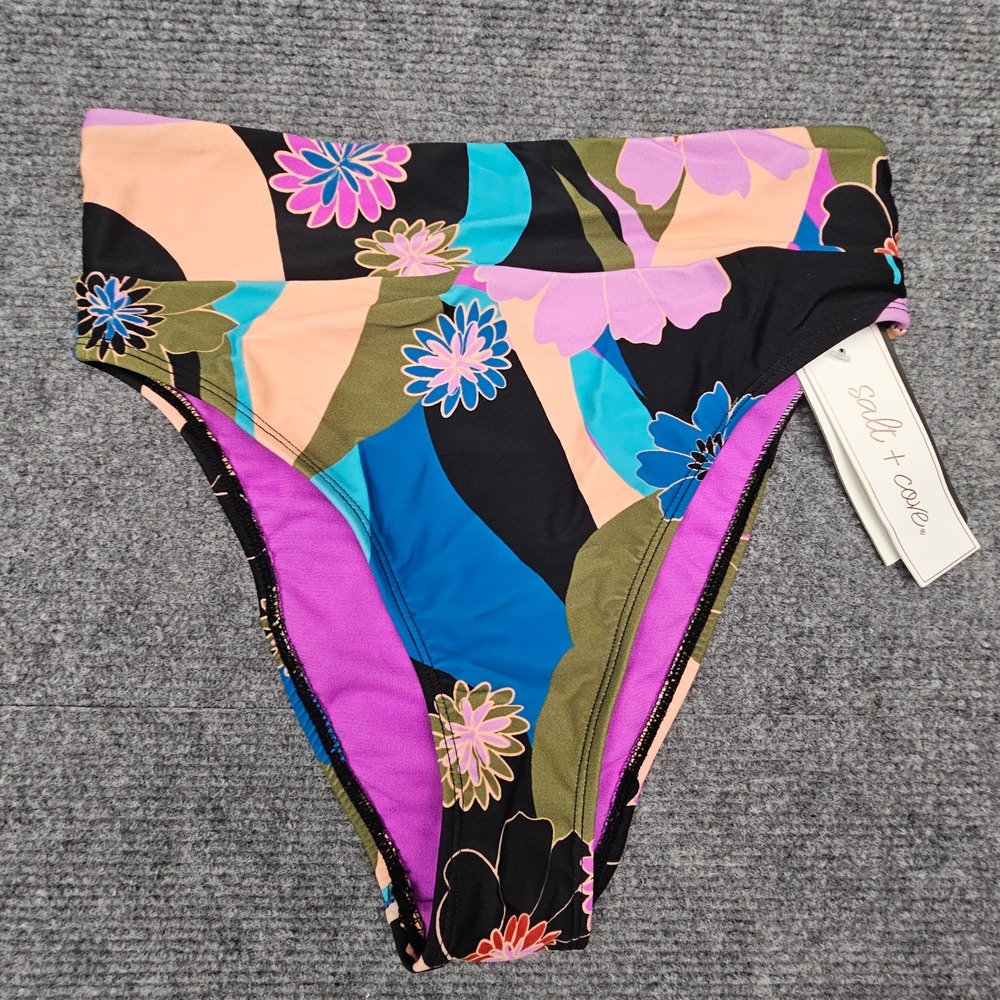 Salt + Cove Bikini Bottoms Womens High Waist Floral Swim‎ Beach Multi XS NEW